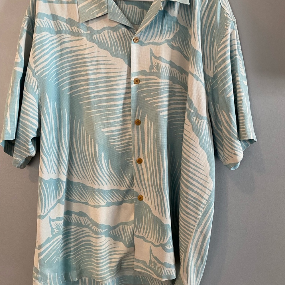 Tommy Bahama Blue and White Tropical Shirt